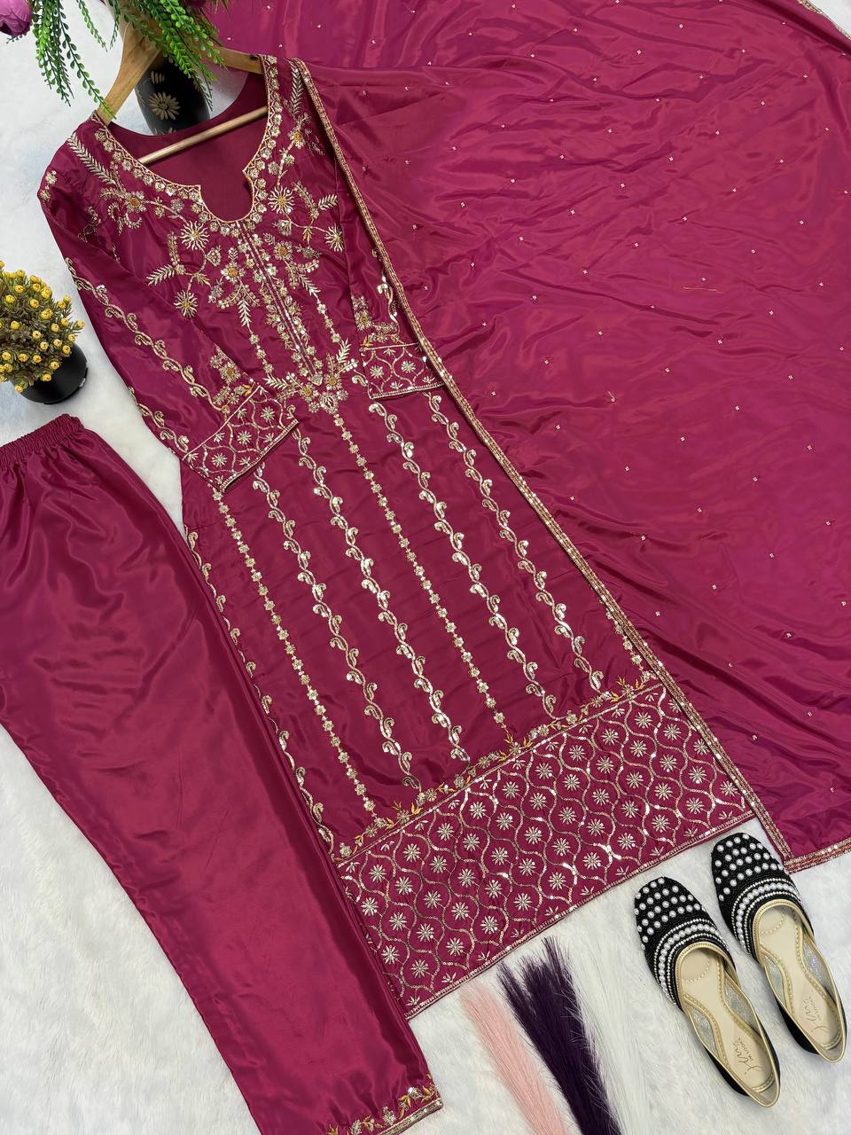 The Cinematic Plum Embroidered Suit